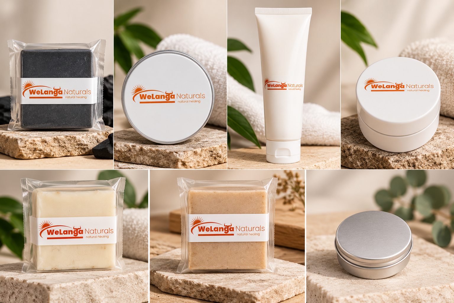 WeLanga Naturals product collection on natural stone