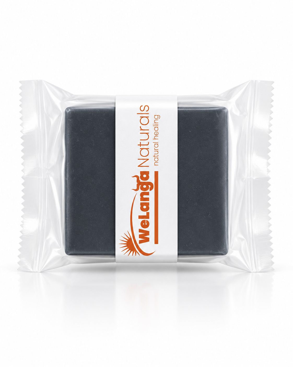 Close-up of a dark WeLanga Naturals cleansing bar